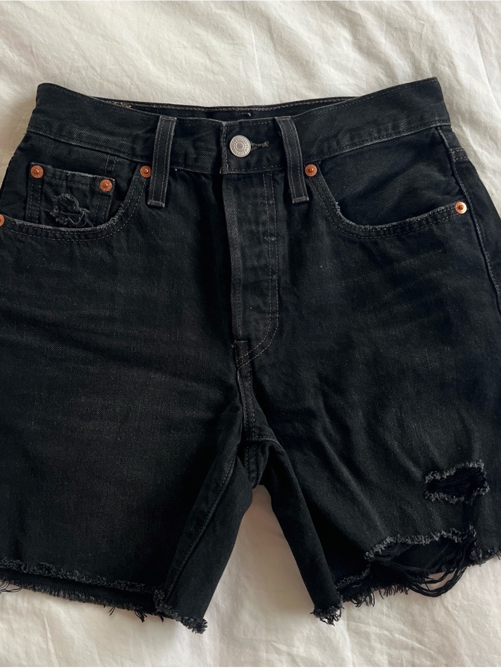 Levi's Black Distressed Jean Shorts